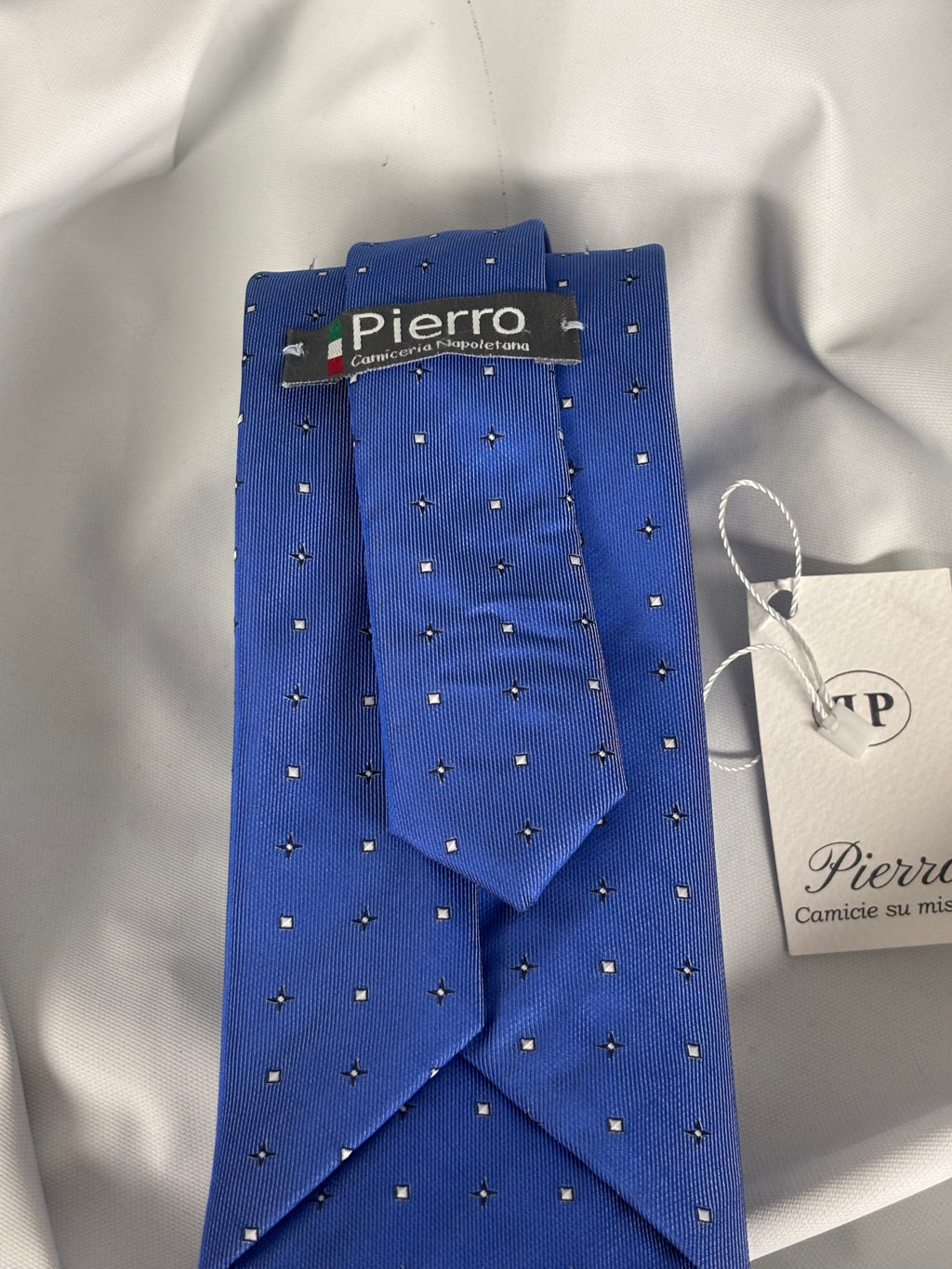 Cravatta blu royal micro pois - 8 cm - camiceria Pierro