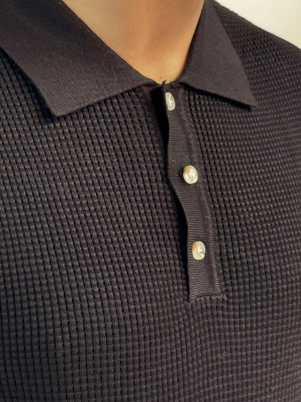 Polo manica lunga misto lana lavorazione texture - Fatto a mano in Italia - Pezzi limitati