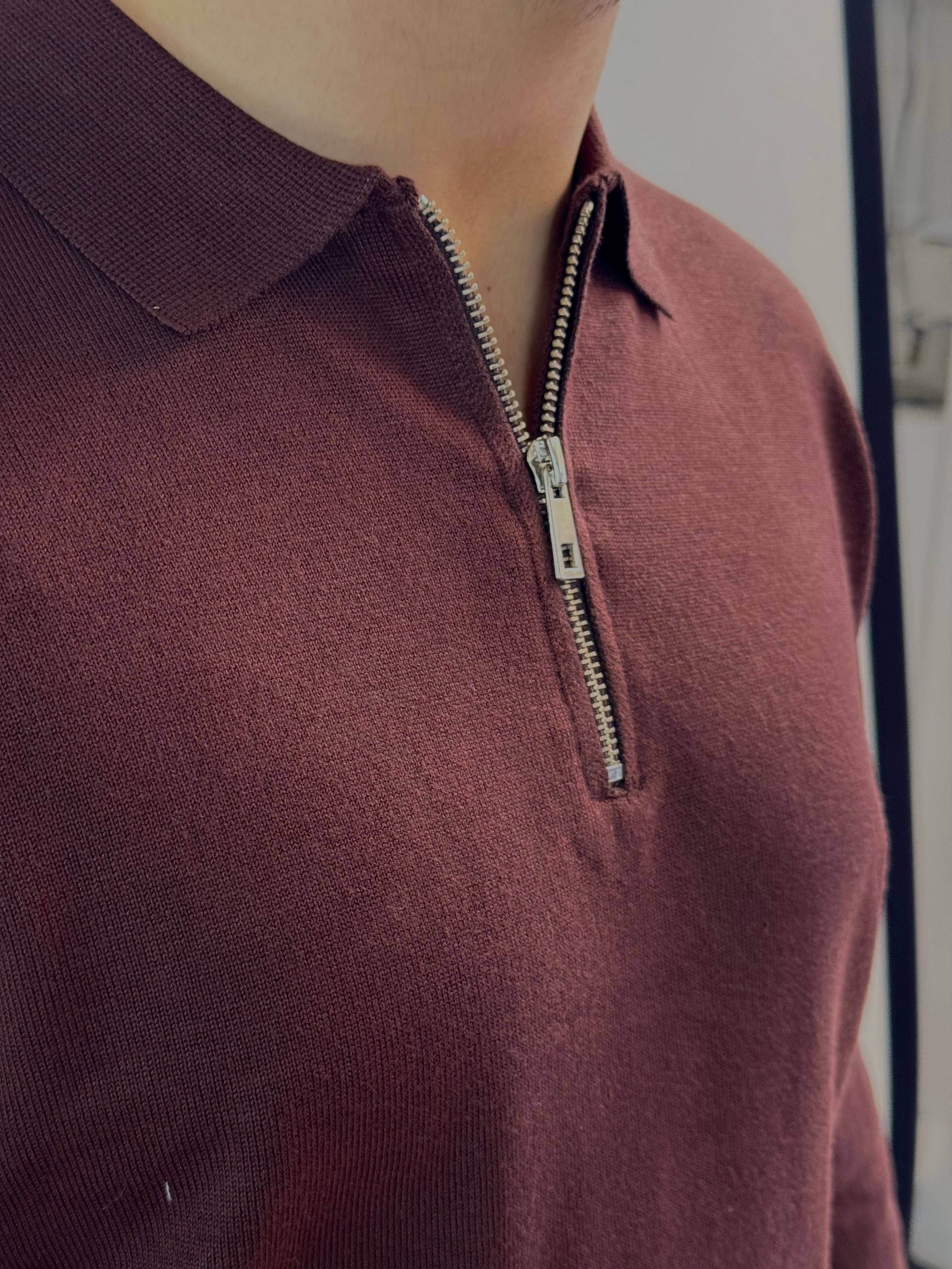 Polo mezza zip in misto lana- camiceria Pierro