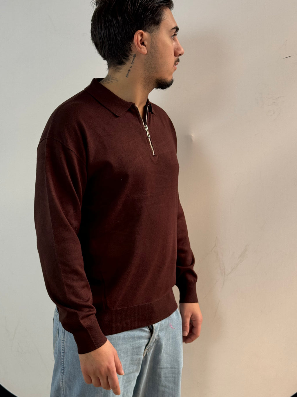 Polo mezza zip in misto lana- camiceria Pierro