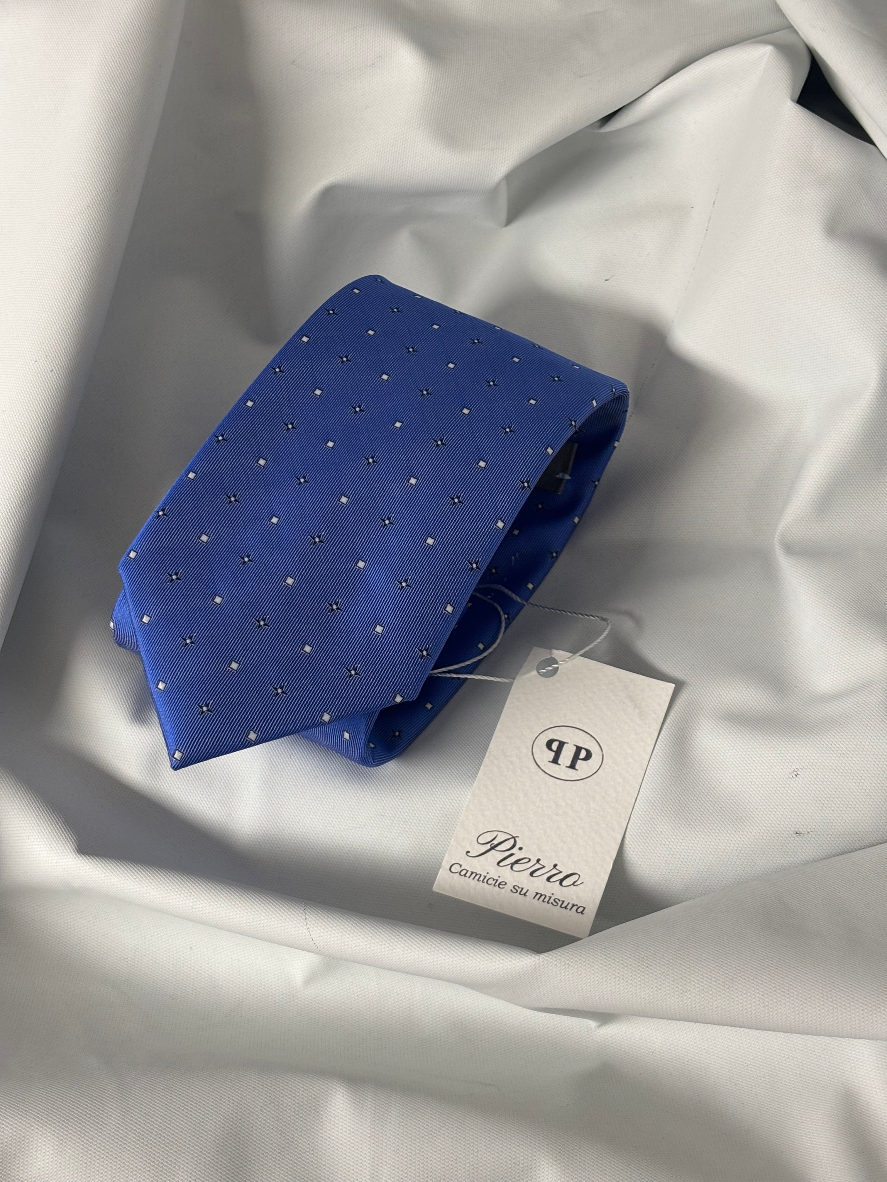 Cravatta blu royal micro pois - 8 cm - camiceria Pierro