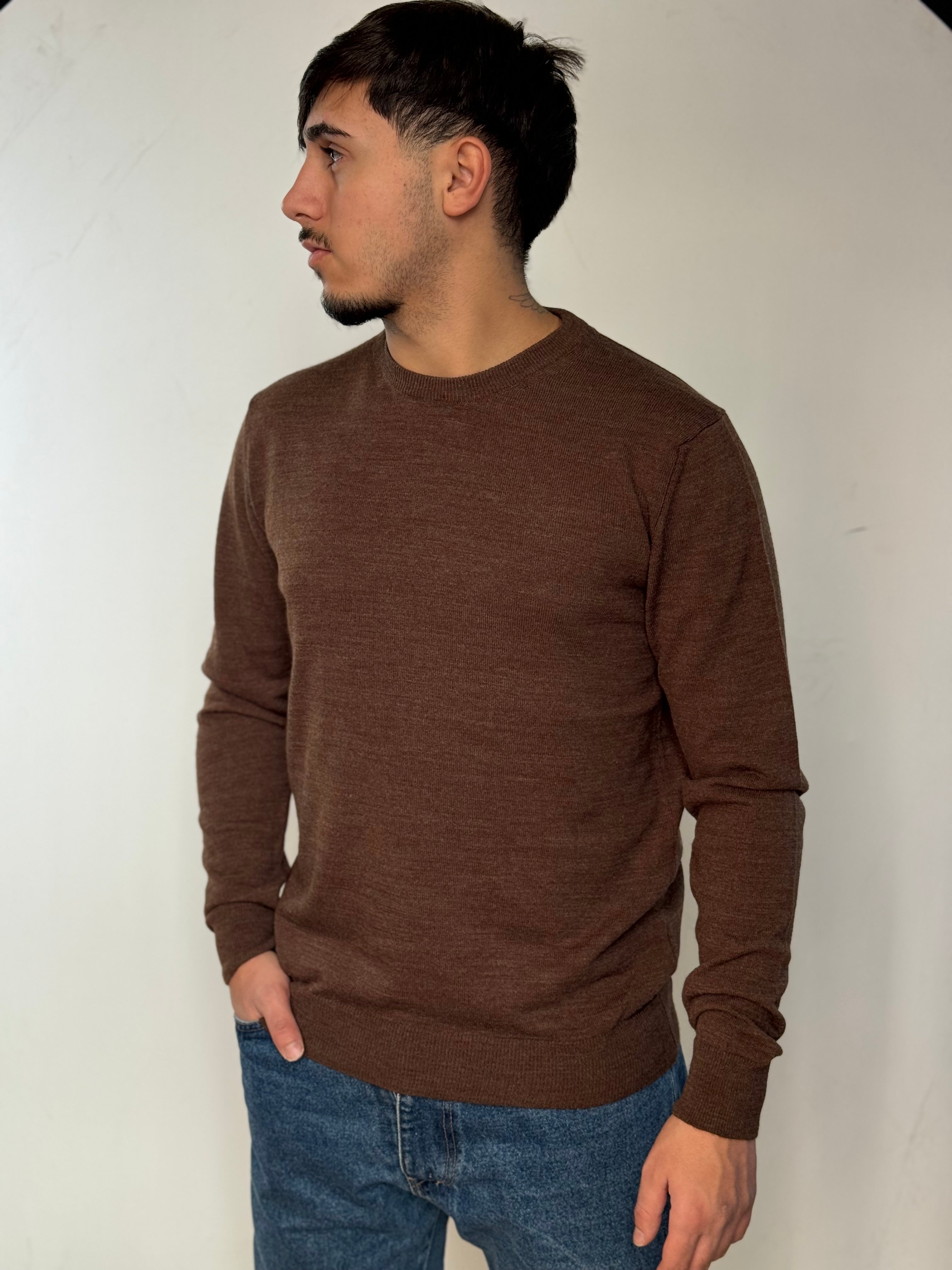 Maglione Uomo Verde Bottiglia – Girocollo in Cotone Leggero