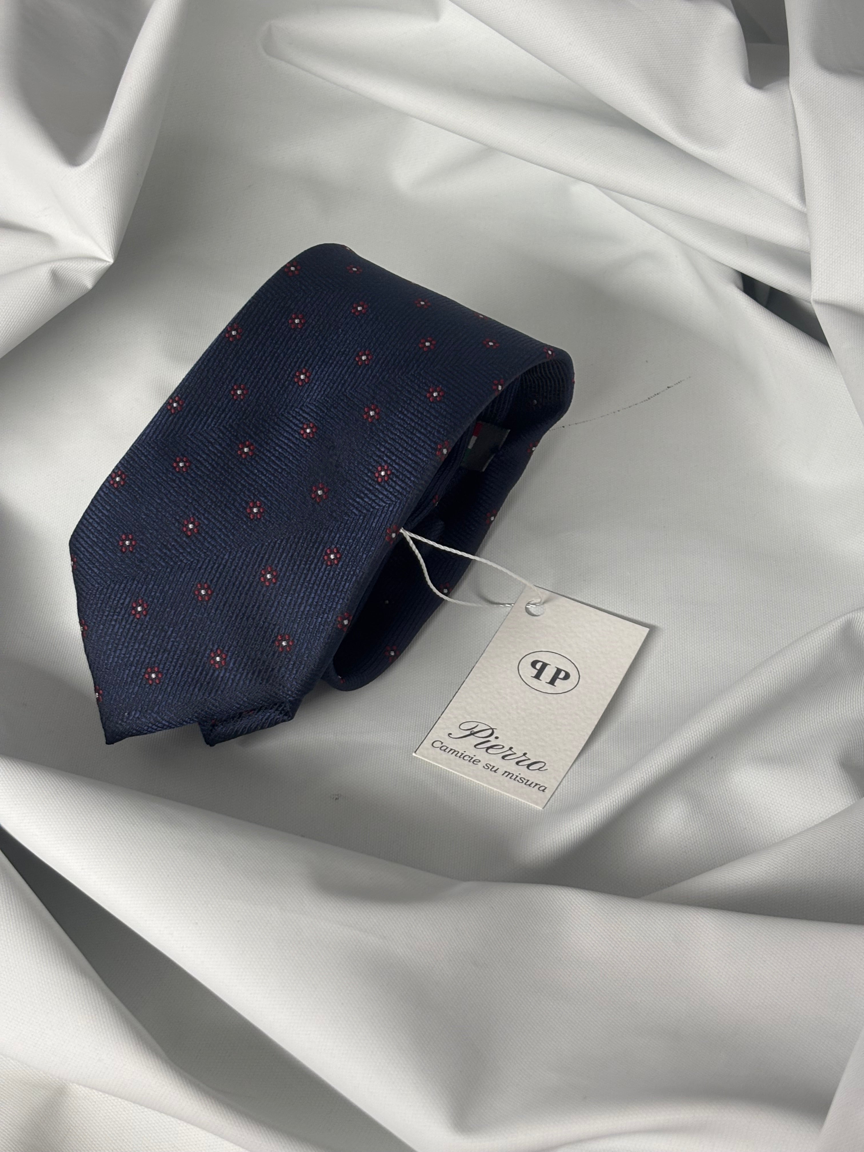 Cravatta blu navy in micro-pois - 8 cm - camiceria Pierro