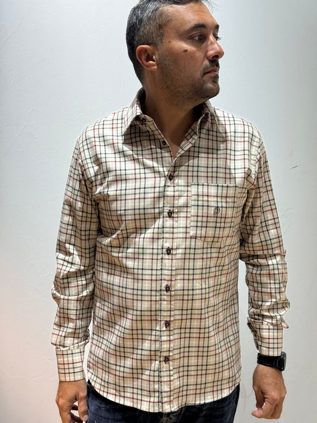 Camicia Uomo Regular Fit a Quadri – Collo Italiano e Logo Ricamato | Camiceria Pierro