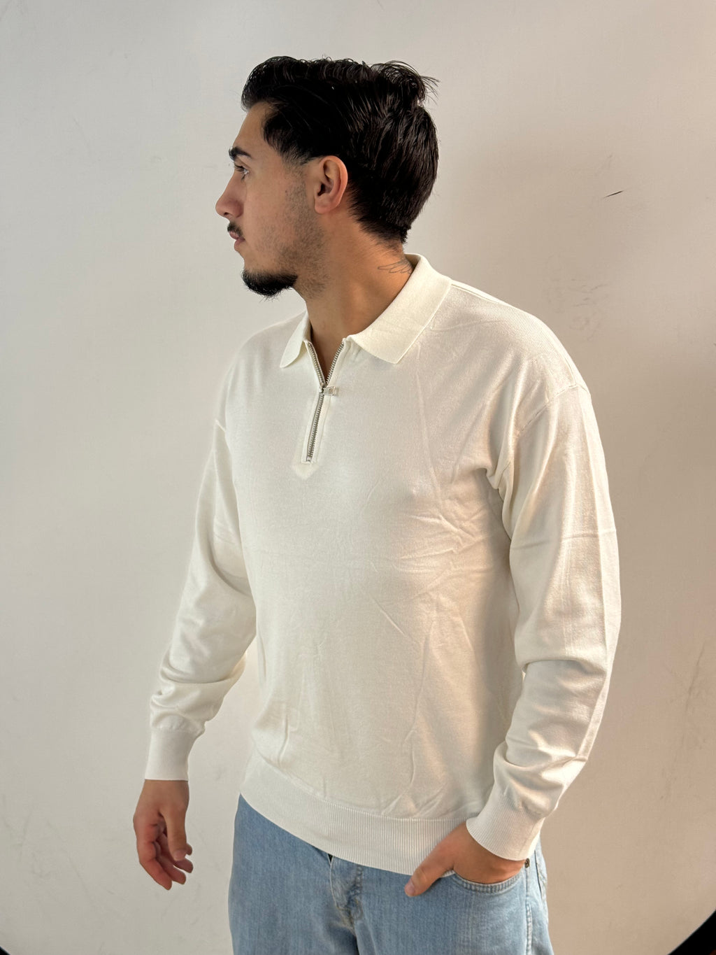 Polo mezza zip in misto lana- camiceria Pierro