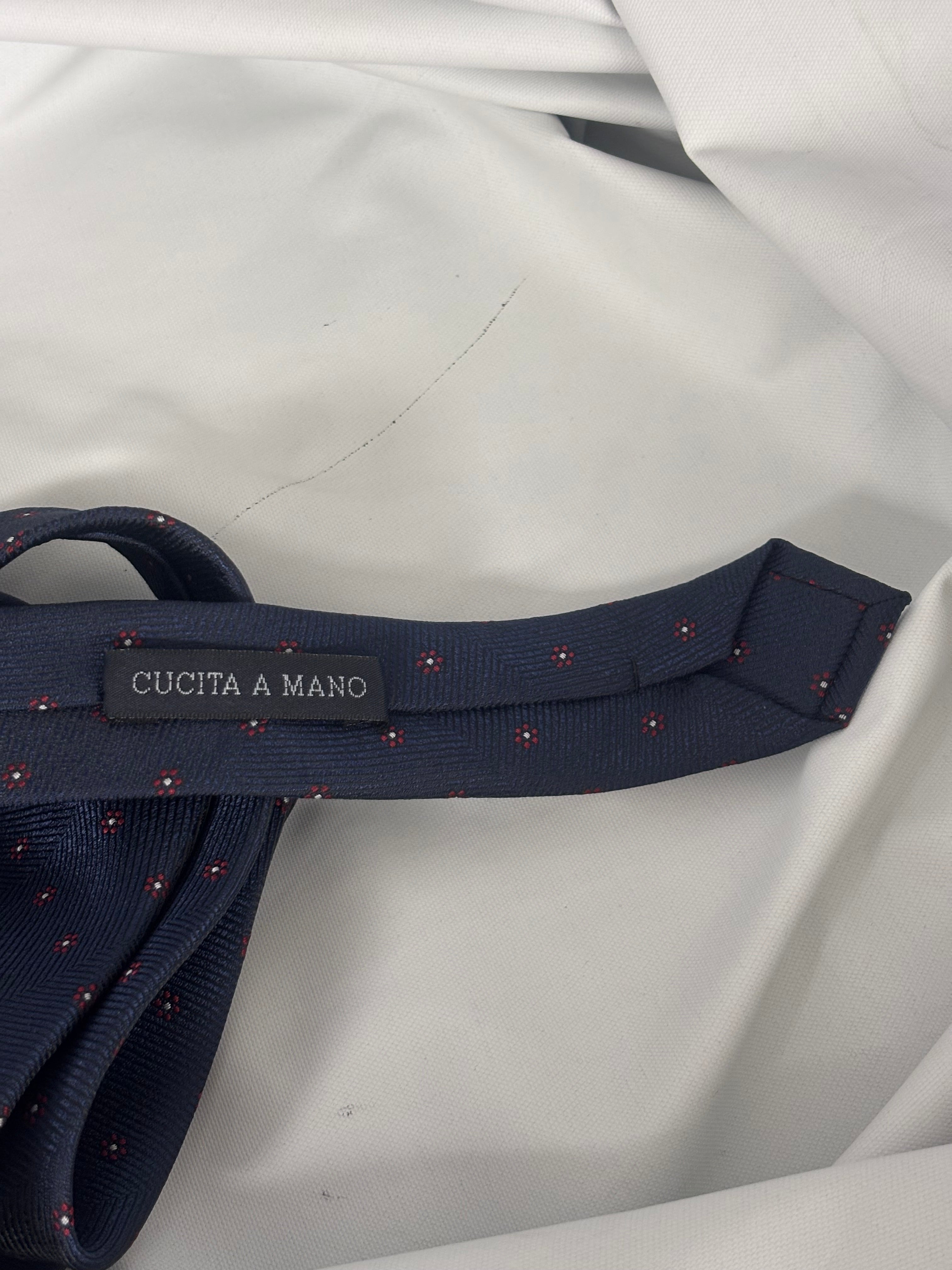 Cravatta blu navy in micro-pois - 8 cm - camiceria Pierro