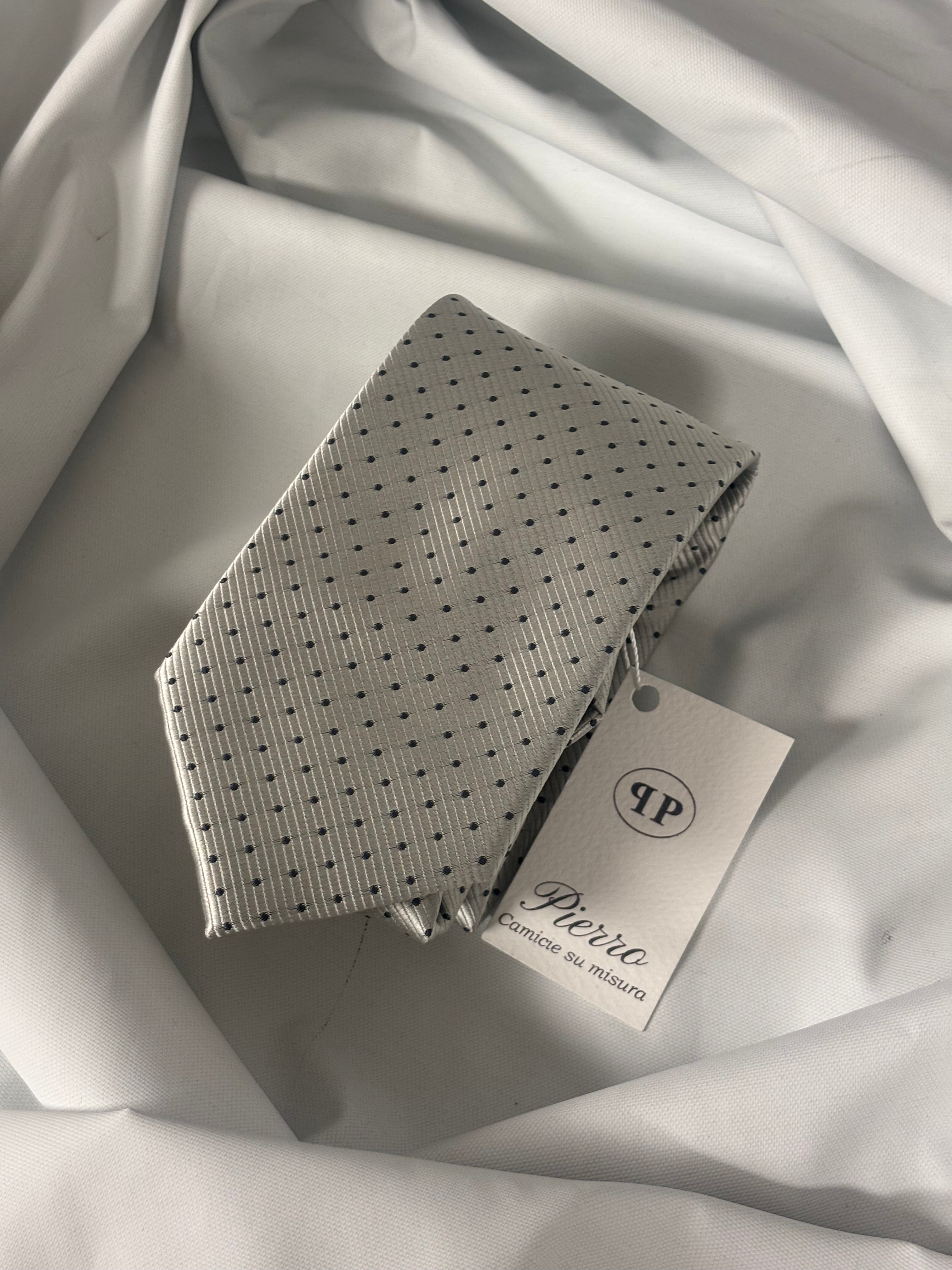 Cravatta gray striped polka dots - 8 cm - camiceria Pierro