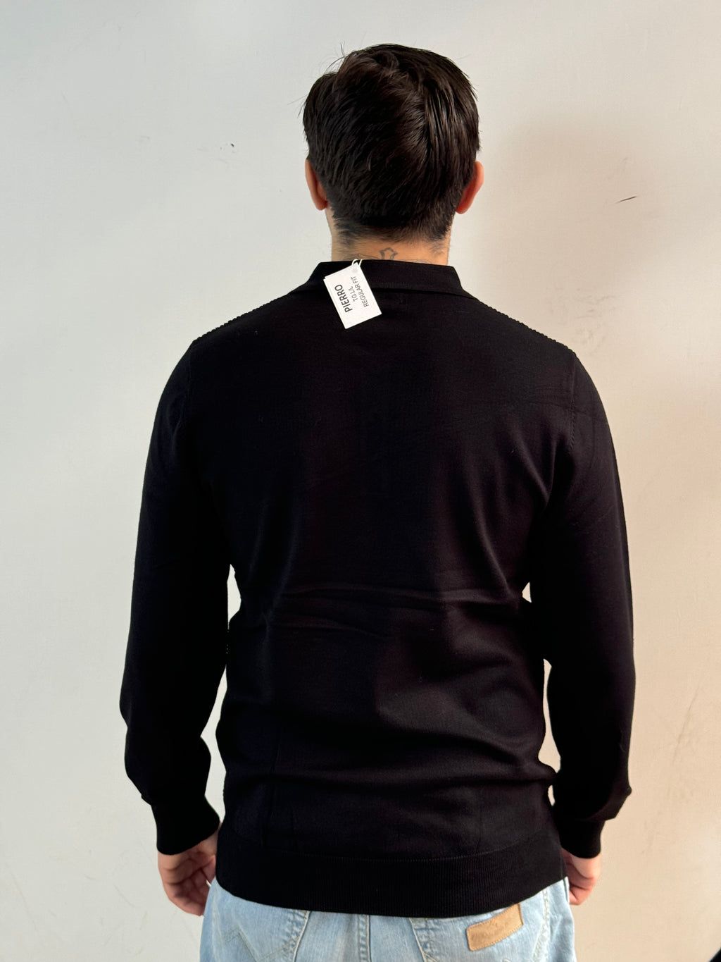 Polo manica lunga misto lana lavorazione texture - Fatto a mano in Italia - Pezzi limitati