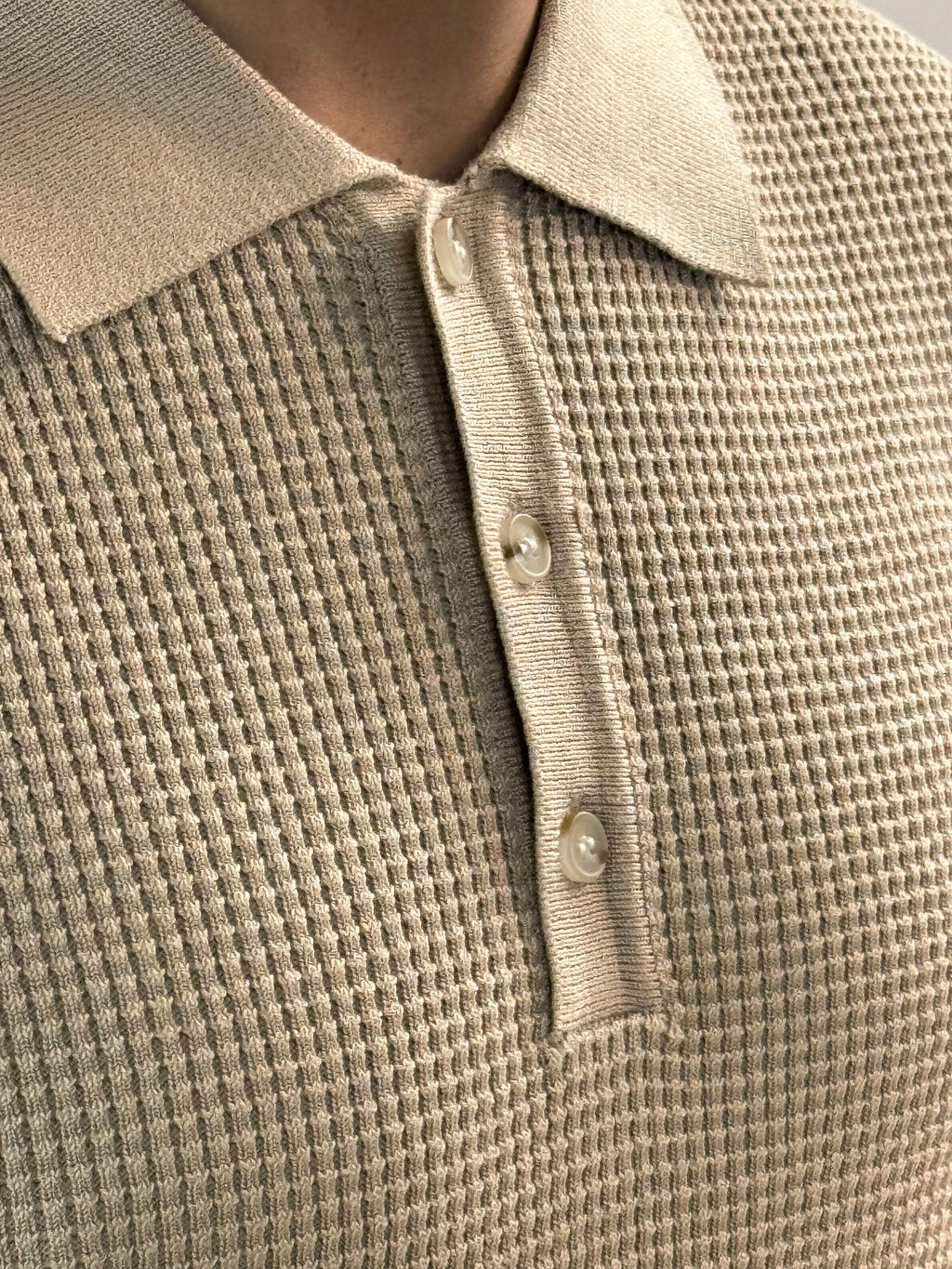 Polo manica lunga misto lana lavorazione texture - Fatto a mano in Italia - Pezzi limitati