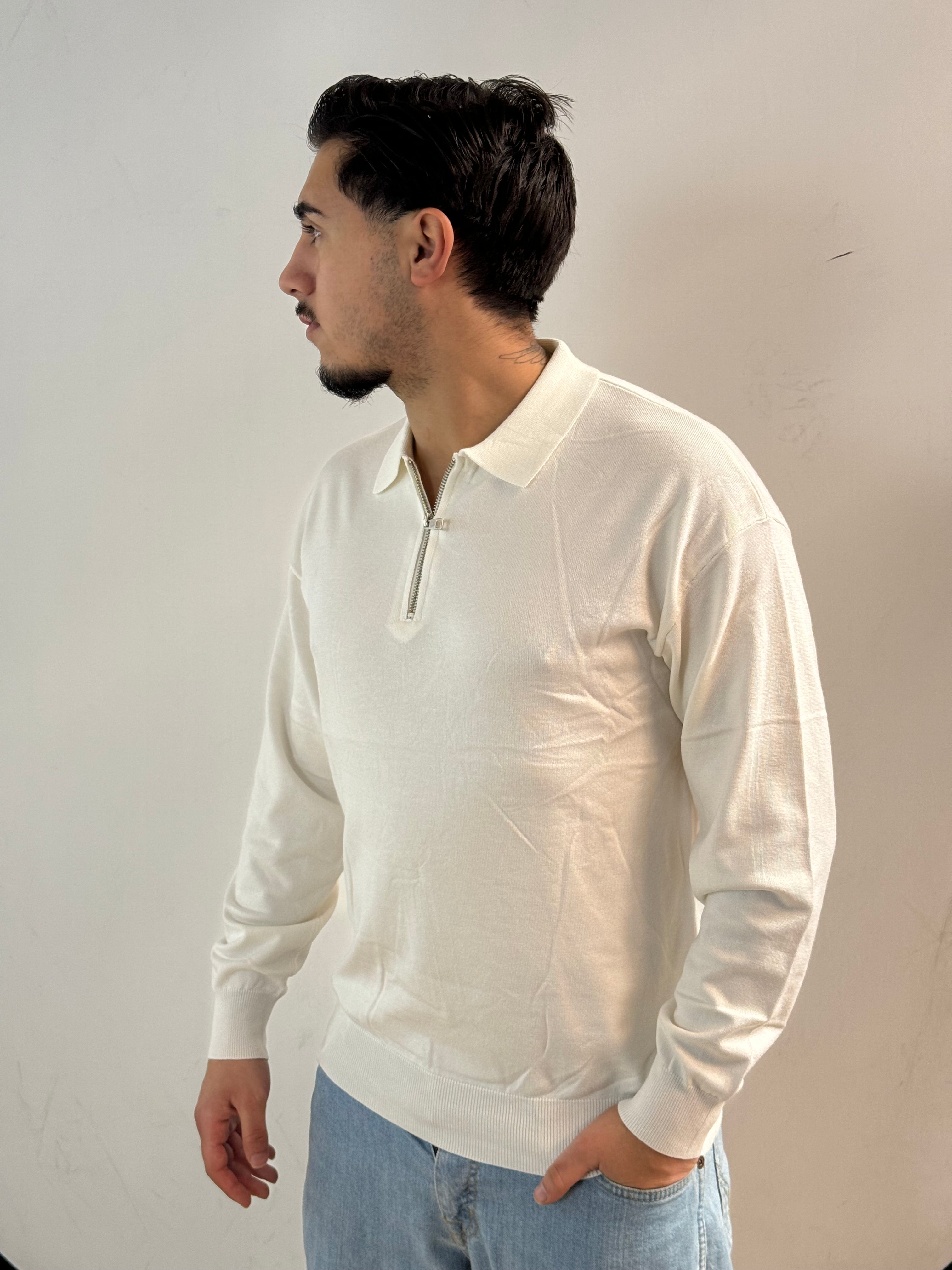 Polo mezza zip in misto lana- camiceria Pierro