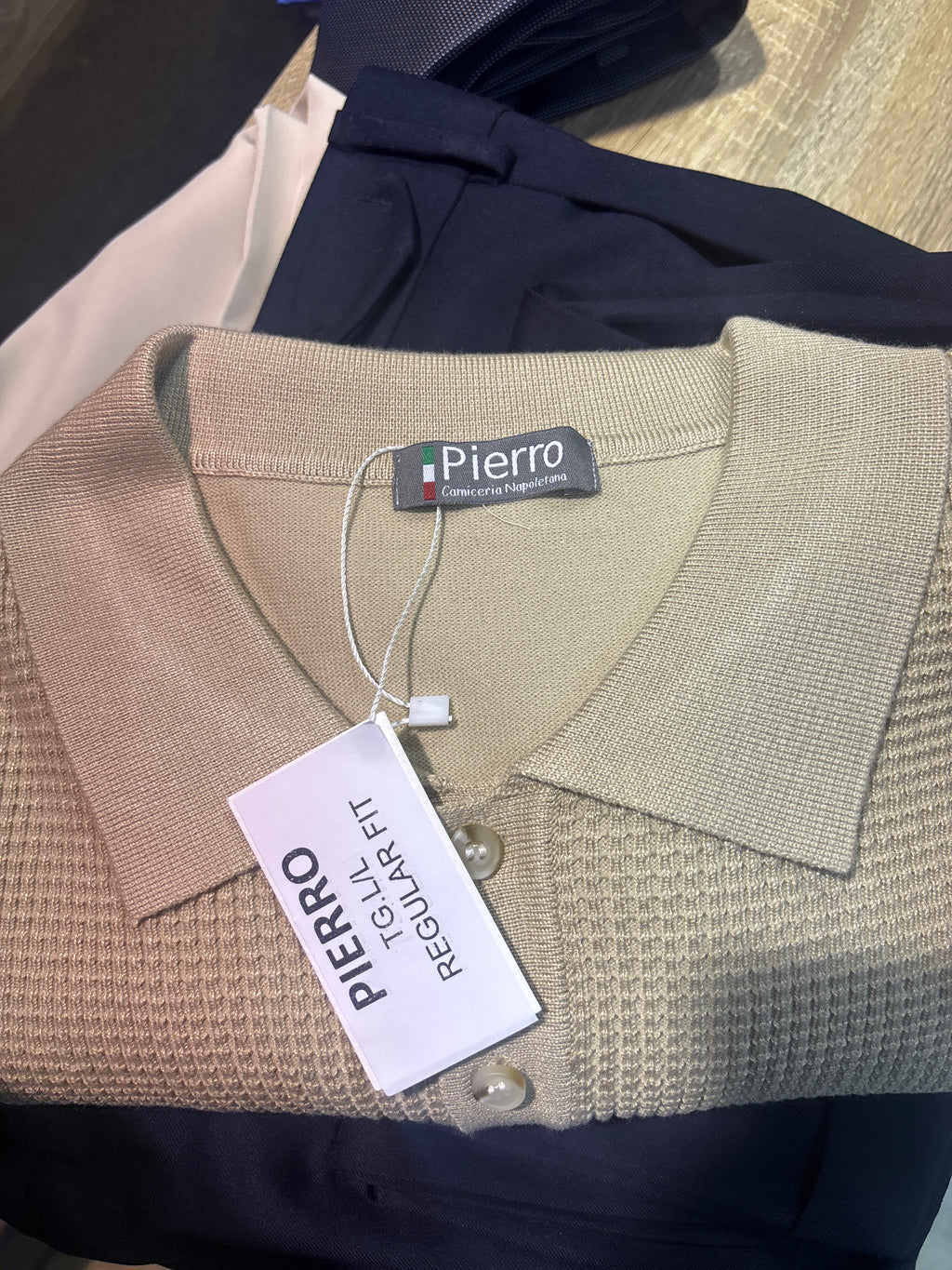 Polo manica lunga misto lana lavorazione texture - Fatto a mano in Italia - Pezzi limitati