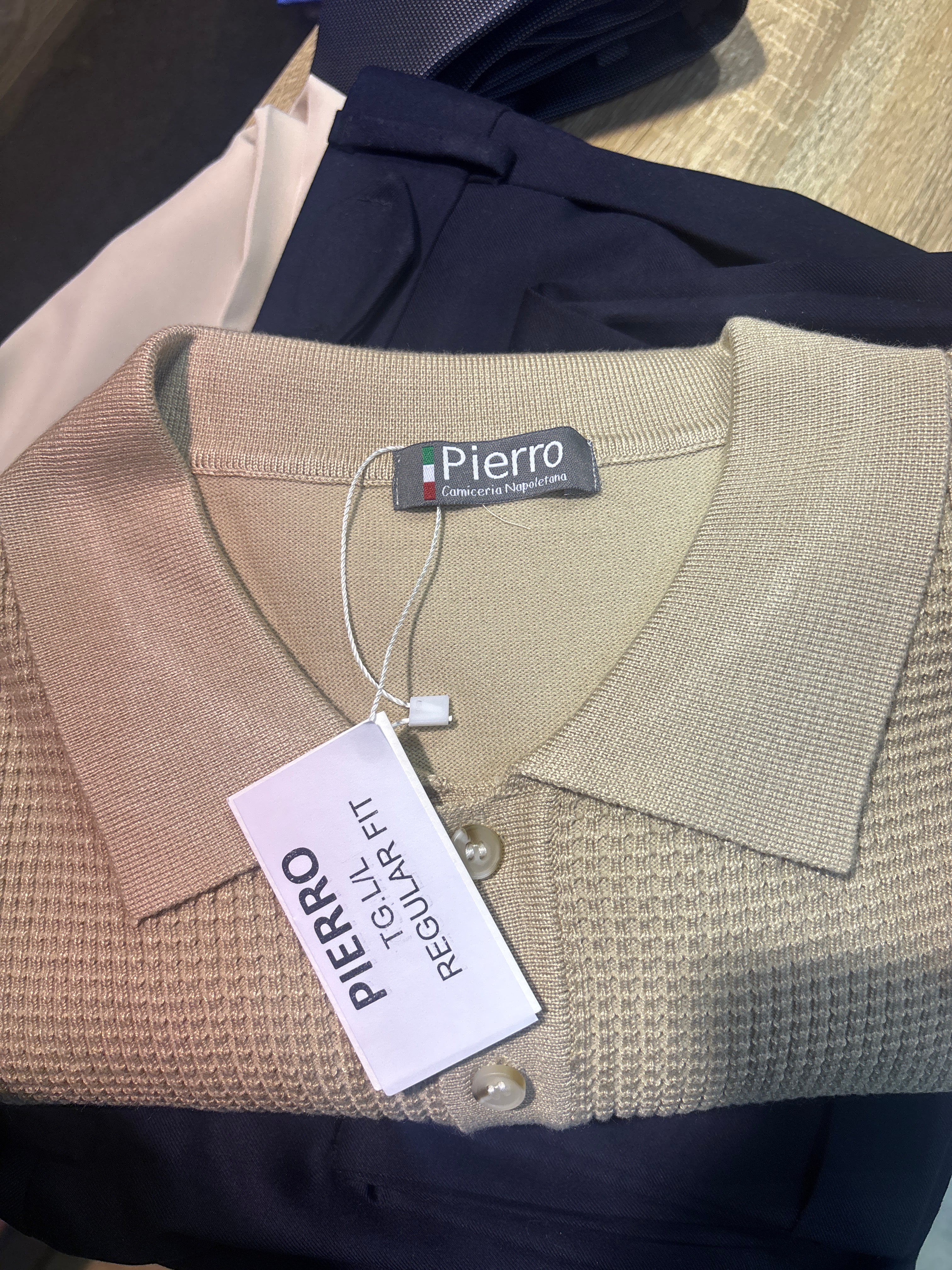 Polo manica lunga misto lana lavorazione texture - Fatto a mano in Italia - Pezzi limitati