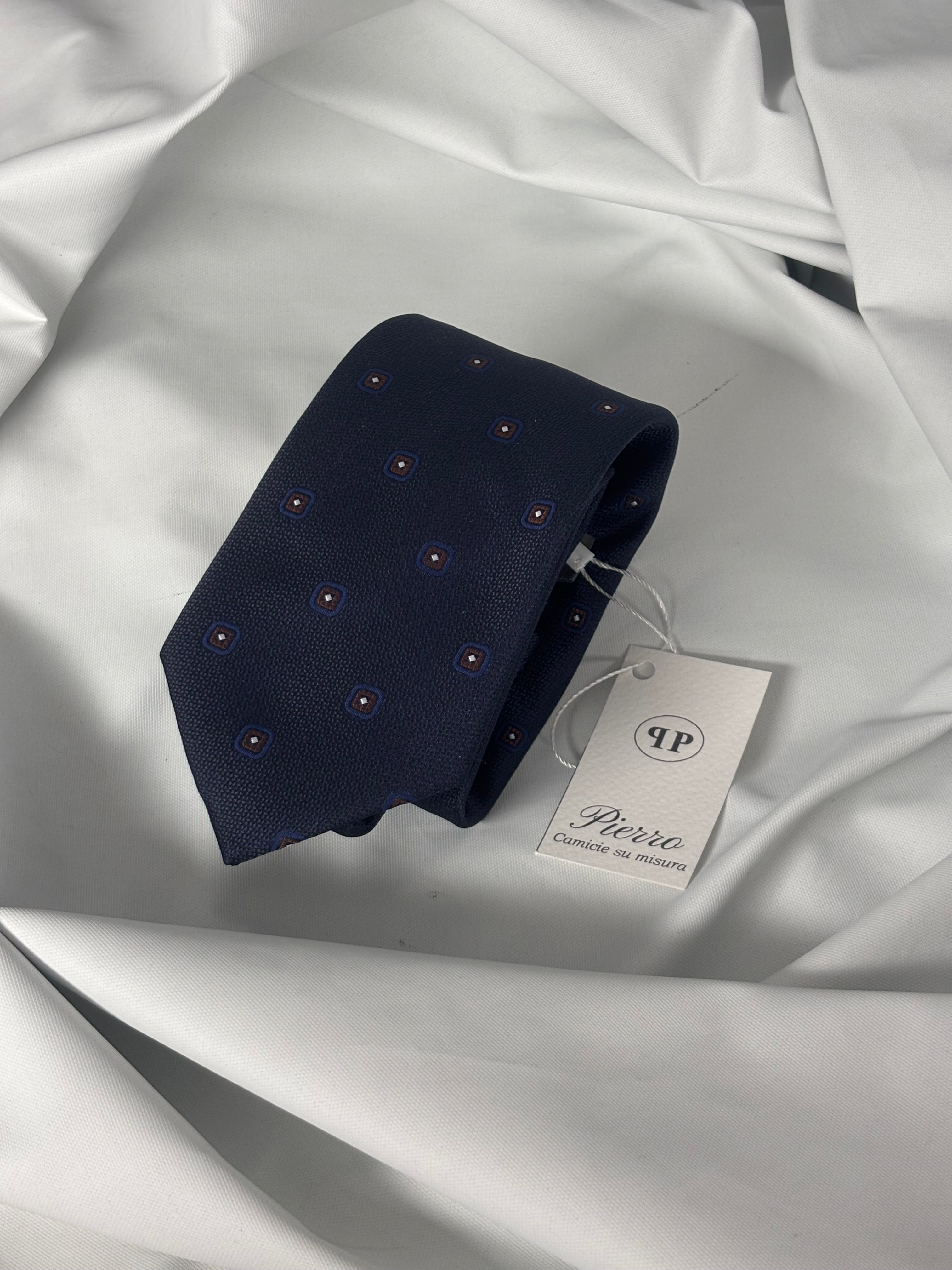 Cravatta blu navy pois - 8 cm - camiceria Pierro