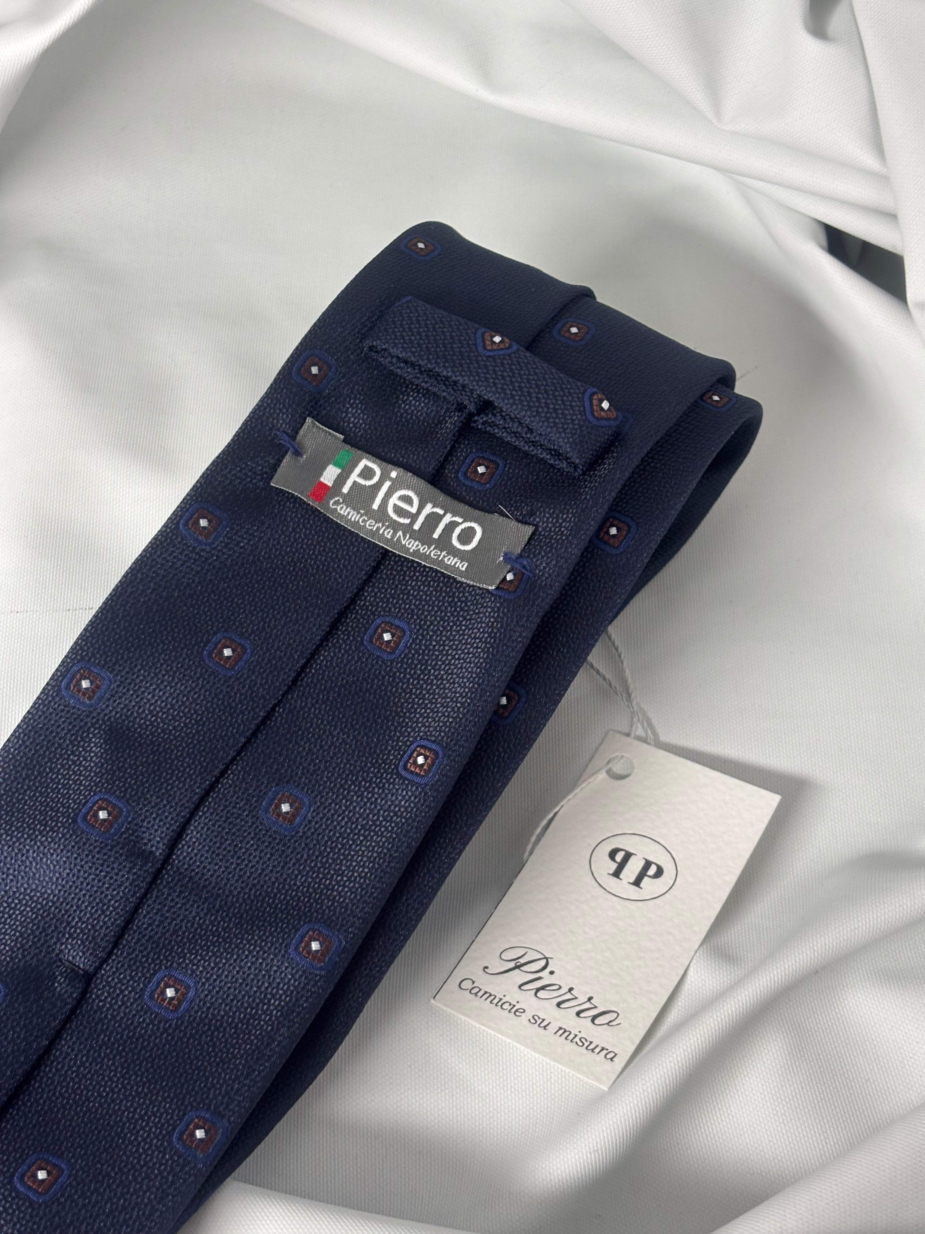 Cravatta blu navy pois - 8 cm - camiceria Pierro