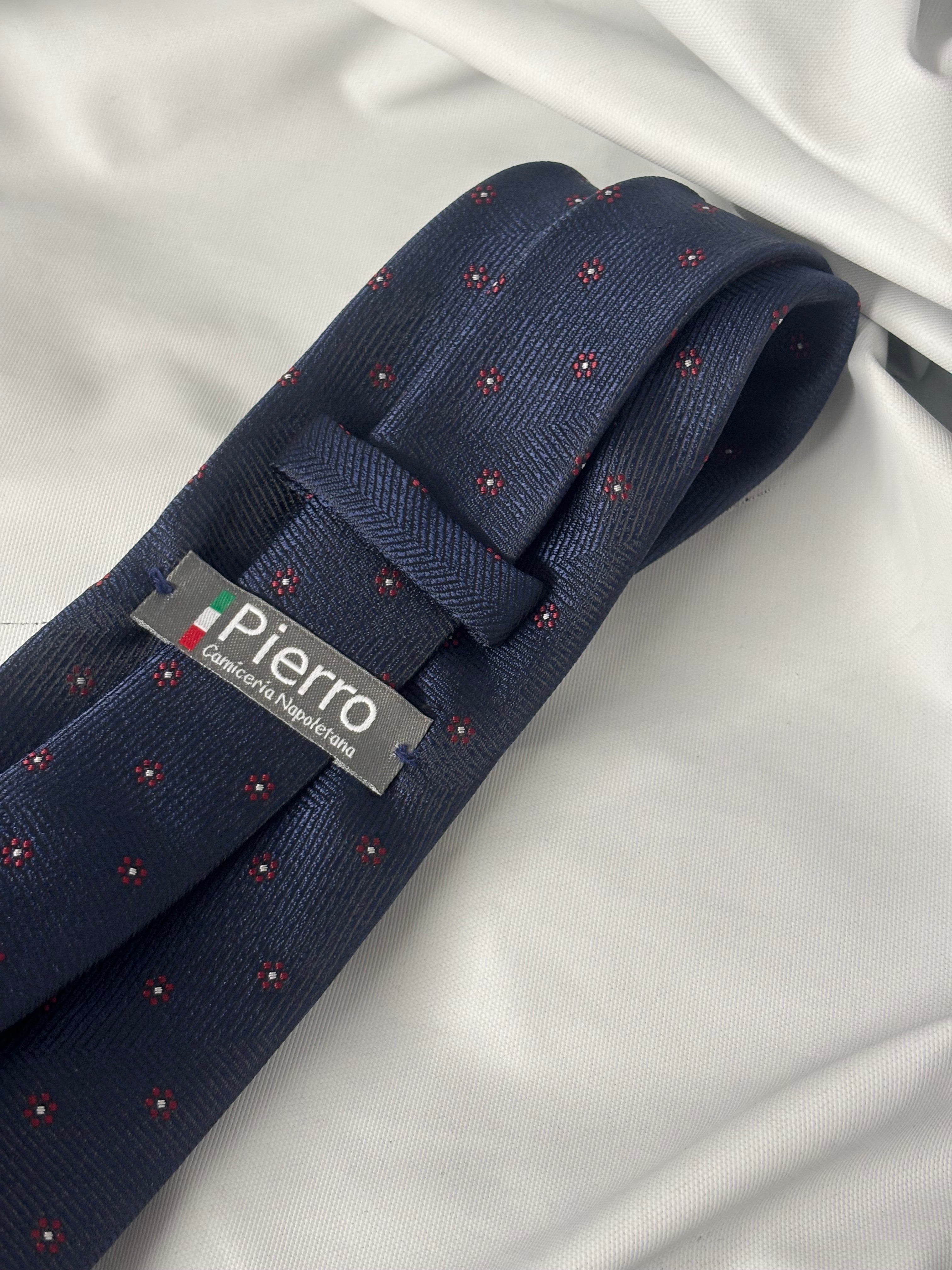 Cravatta blu navy in micro-pois - 8 cm - camiceria Pierro