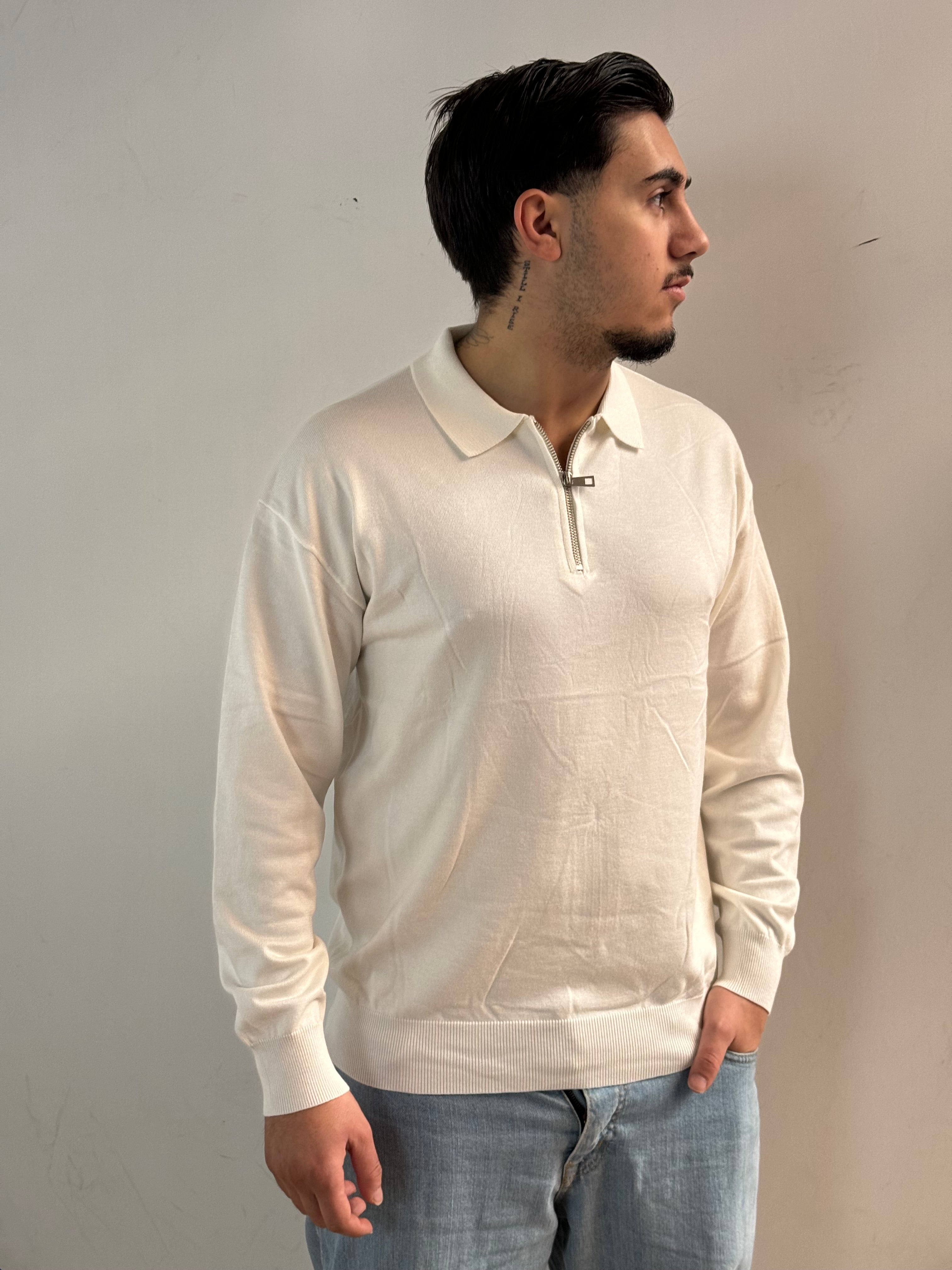 Polo mezza zip in misto lana- camiceria Pierro