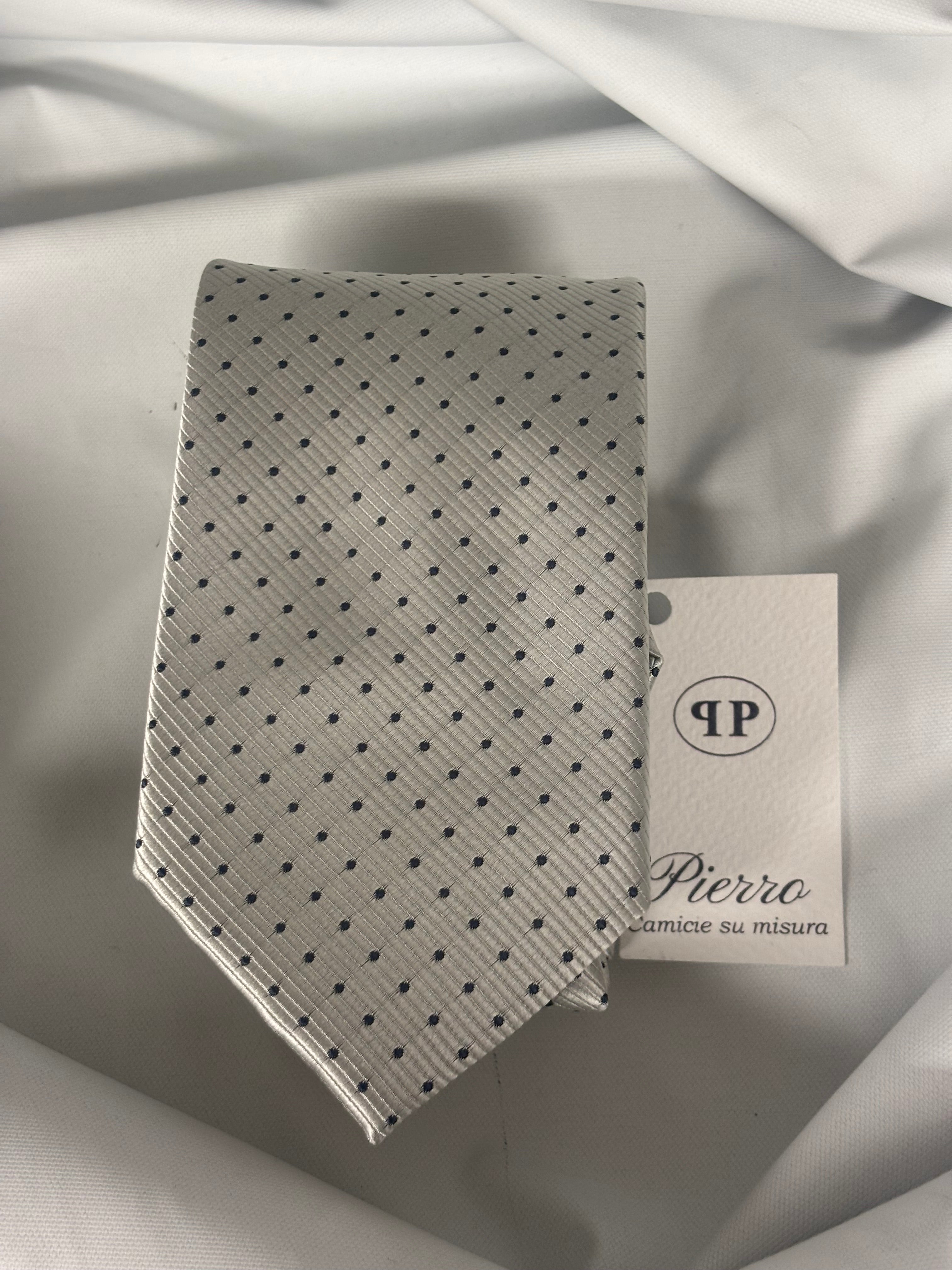 Cravatta gray striped polka dots - 8 cm - camiceria Pierro