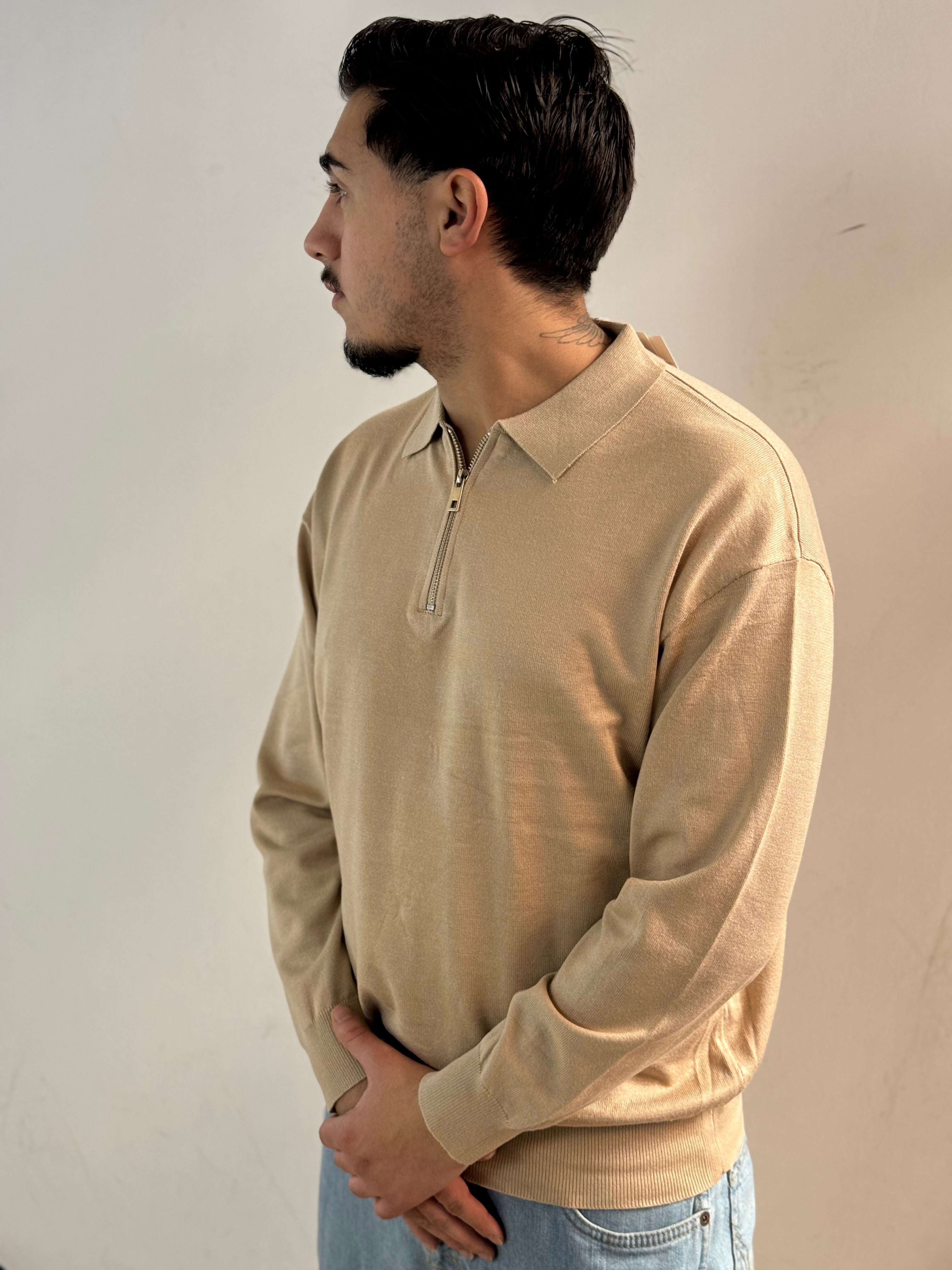 Polo mezza zip in misto lana- camiceria Pierro