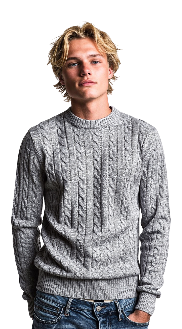 Maglione Uomo a Trecce Girocollo - lana Premium | Pieraví