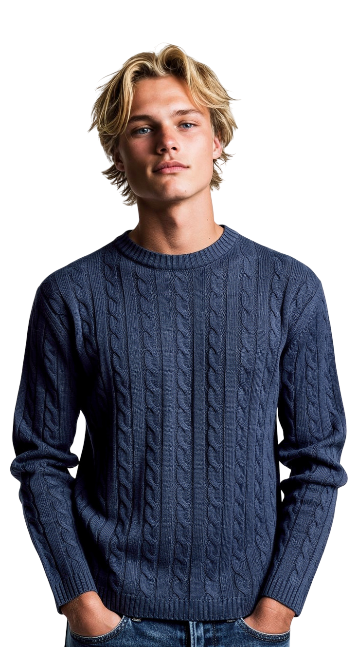 Maglione Uomo a Trecce Girocollo - lana Premium | Pieraví