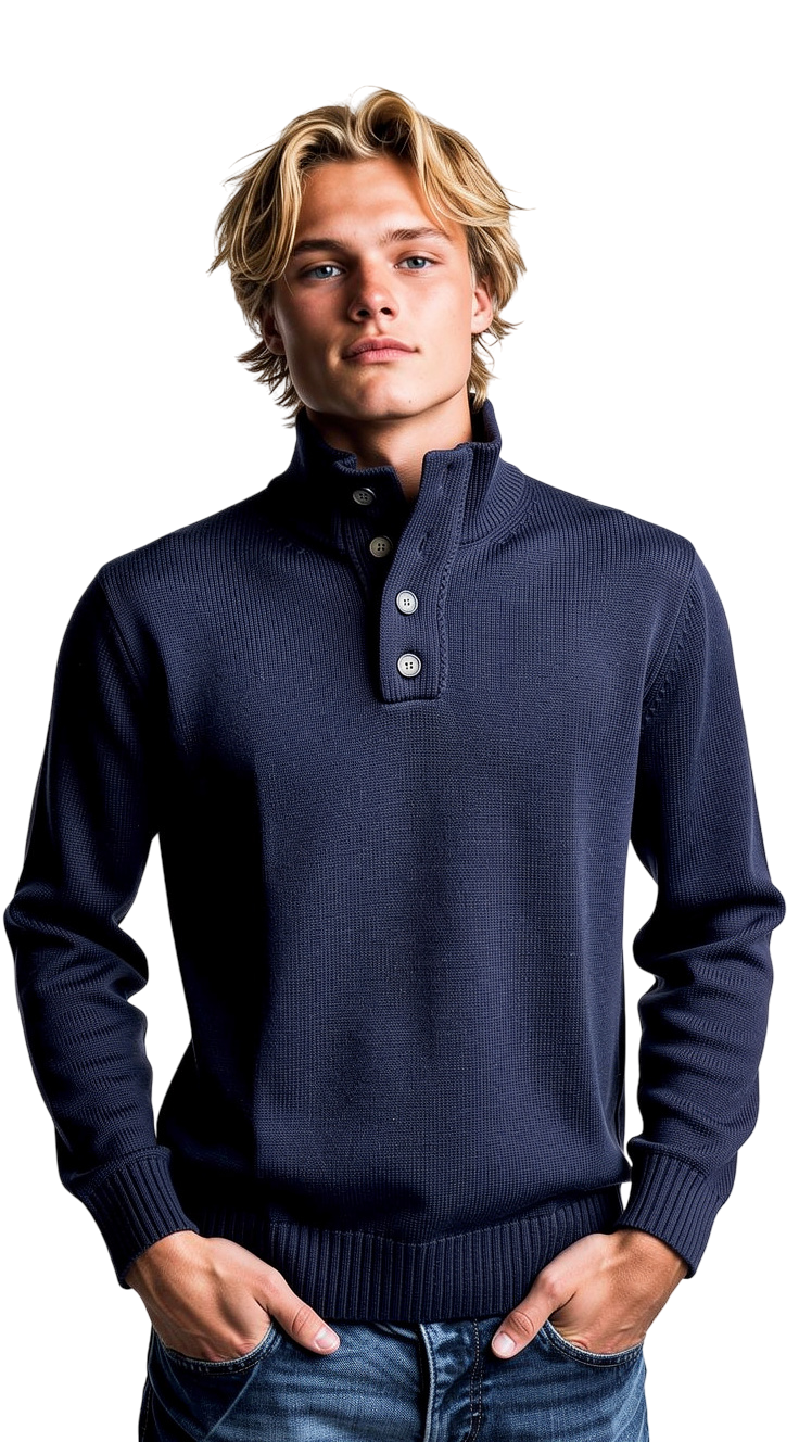 Maglione Uomo Collo Lupetto con Bottoni - Cotone | Pieraví