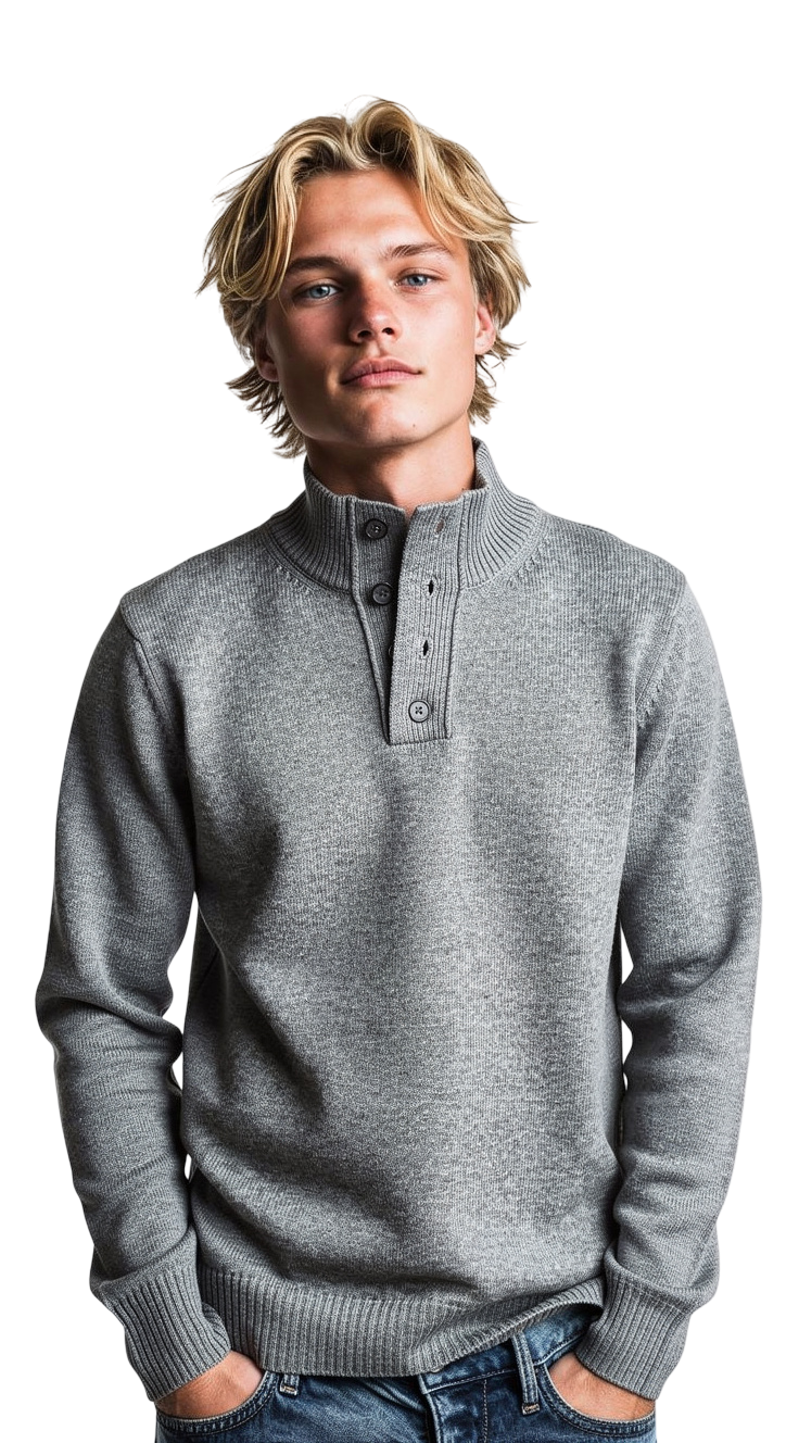 Maglione Uomo Collo Lupetto con Bottoni - Cotone | Pieraví